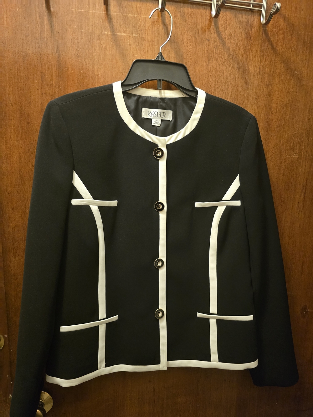 Kasper Black Jacket with White Trim